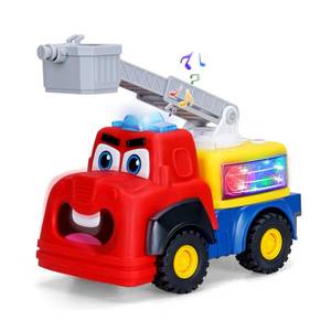 lot 11604 image: FS Interactive Talking Fire Truck Toy for Toddlers 1-3, Recording & Repeating Learning Toy with Realistic Sirens & Sounds & Lights, Extendable Ladder, Firefighter Toy Truck for Boys & Girls 18 Months