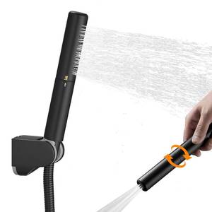 lot 11615 image: BESy Black Brass 2 In 1 Function Handheld Shower Head Set High Pressure 7 Inch Shower Head High Flow Hand Shower Wand with 59 Inch Hose, Bracket, Matte Black Finish