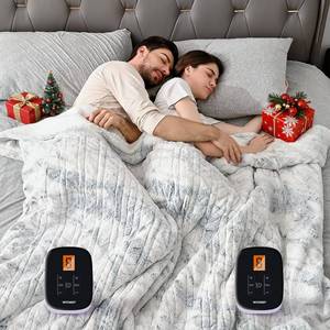 lot 11619 image: WOOMER Heated Blanket King Size Electric Blanket 90x 100, Faux Fur Fast Heating, 10 Heating Levels & 0.5-12H Auto Off, Dual Control, Over-Heat Protection, ETL Certification