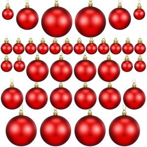 lot 11621 image: Hollowfly 36 Pieces Multiple Sizes Christmas Ball Ornaments Xmas Tree Balls Colorful Christmas Tree Plastic Hanging Ornaments 3 Different Sizes for Party, Wedding, Home Decor(Red)