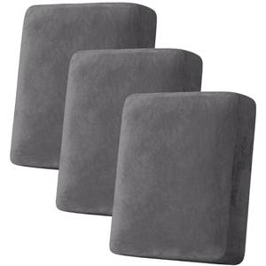 lot 13638 image: H.VERSAILTEX Velvet Stretch Couch Cushion Cover Plush Cushion Slipcover for Chair Loveseat Sofa Cushion Furniture Protector Seat Cushion Sofa Cover (3 Piece Sofa Cushion Covers, Grey)