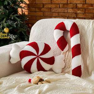 lot 13639 image: Uvvyui Christmas Pillows Candy Pillows Set of 2 Cute Candy Cane Decoration Winter Throw Pillow Aesthetic Room Decor Candycane Shaped Cushion for Xmas Holiday Party Favor Gift