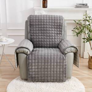 lot 13681 image: vctops Quilted Recliner Chair Covers Soft Velvet Non Slip Chair Slipcover Washable Couch Cover Furniture Protector for Dogs Pet Kids (Grey,21x75)
