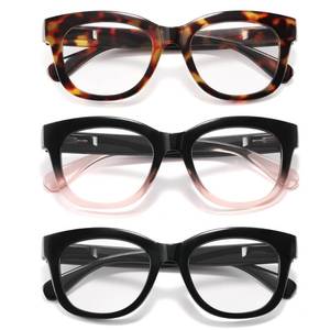 lot 14003 image: kunchu Reading Glasses for Women - Oprah Blue Light Reading Glasses with Spring Hinge, Anti-GlareEyestrain Computer Readers (3 Pack, 4.0X)