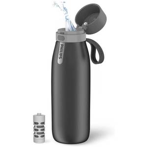 lot 14015 image: PHILIPS Water Bottle with Filter, Filter Water Bottle Stainless Steel with GoZero Everyday BPA-Free Tap Water Filter, Water Filter Bottle Keep Drink Cold 24 Hours, 1 Filter for 40 gal  2 Months (used)