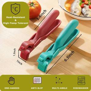 lot 14016 image: Hot Plate Gripper,Multi-Angle Hot Plate Gripper Tongs,Silicone Non-slip Hot Dish Plate Holder,Anti-Scald Bowl Clip,Microwave Oven Cooking,Kitchen Utensil for Bowls,Pans,Dishes (Mix2)
