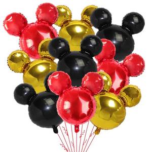 lot 14030 image: 9Pack Mouse Party Foil Balloons, 27�� Black Red Yellow Balloons for Cartoon Mouse Party, Baby Shower, Kids Birthday Theme Party Decoration Supplies