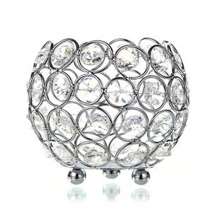 lot 14437 image: OwnMy 10cm Crystal Bowl Votive Candleholder Sparkly Tea Light Candle Holders Candle Lanterns Decorative Candelabra Vase for Christmas New Year Wedding Table Centerpieces (Silver Tone)