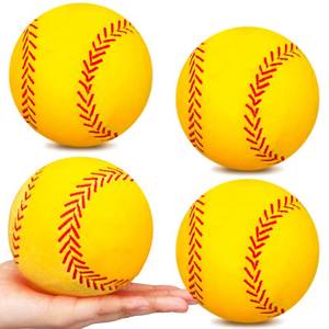 lot 14442 image: Gerrii 4 Pcs Softball Pillow Sports Pillow 4.8 Inch Fluffy Plush Stuffed Throw Pillow Softball Gifts Sport Theme Cushion Softball Plush Stuffed Pillow Gift for Decoration Orange, Red