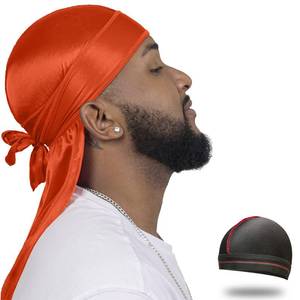 lot 14455 image: ForceWave Silky Durag for Men Wave Cap Satin Dorag for Men Women 360 Wave (Orange)