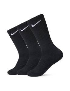 lot 14465 image: Nike Unisex Everyday Cushioned Training Crew Socks (3 Pairs), BlackWhite, Large