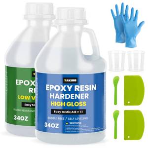 lot 14469 image: 68oz Crystal Clear Resin Kit,No Bubble & Not Yellowing Epoxy for Coating, Casting, Table Top,DIY, Bar Top, River Tables, Resin Art, Wood with High Gloss Finish