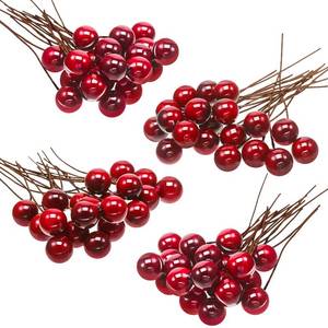 lot 14471 image: BBTO 100 Pack Artificial Holly Berries Mini 10 mm Christmas Fake Berries Stems Crafts Faux on Wire for Christmas Tree Decoration Flower Branches Ornament Wreath DIY Winter Home(Wine Red)