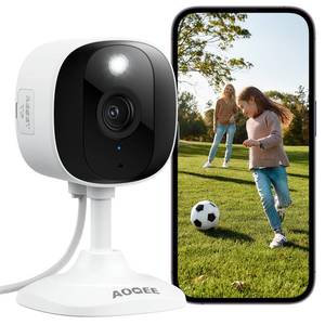 lot 14473 image: AOQEE 2K Cameras for Home Security-OutdoorIndoor Camera for DogCatPetNannyBaby, Color Night Vision, White Light, Siren, 247 SD Recordings, Works with AlexaGoogle Home, C1 (C1-White-1pack-2.4G)