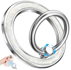 lot 14476 image: LISEVO Phone Ring Holder Compatible with MagSafe - Magnetic Cell Phone Grip Women Girls Magnet Removable Finger Ring Grip Stand Cute Girly Kawaii White Conch for iPhone 17 16 15 14 13 Pro Max Plus Air