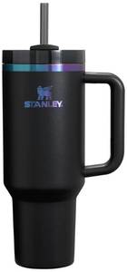 lot 14477 image: Stanley Quencher H2.0 Tumbler with Handle and Straw 40 oz  Flowstate 3-Position Lid  Cup Holder Compatible for Travel  Insulated Stainless Steel Cup  BPA-Free  Black Chroma
