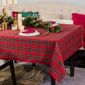 lot 14480 image: LOSIVISHE Christmas Red Plaid Waterproof Tablecloth �� Classic Woven Check Design �� Holiday Dining Table Cover for Xmas Parties, Stain-Resistant & Durable, W52 x L70 in