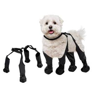 lot 14483 image: BECROWM Waterproof Dog Boots for SmallMedium Dogs -Dog Paw Protectors Dog Suspender Boots Anti-Slip Pet Shoes for Outdoor Walking, Reflective Stay-On,Dirt-Proof Comfortable Booties (Black, New-L)
