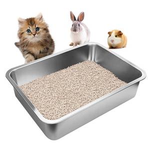 lot 15296 image: Stainless Steel Cats Litter Box, 4 Height Litter Box for Small Animals, Easy Entry, Easy to Clean, Non Stick Smooth Surface