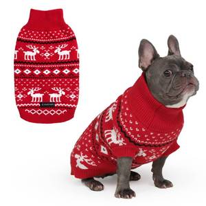 lot 16396 image: Spark Paws Christmas Dog Sweater �� Ultra Soft Holiday Knit Sweater for Small, Medium & Large Dogs, Cute Pet Sweater for French Bulldogs & Big Dogs, Easy Potty V Cut Design Jacket - (Dasher Red,XL)