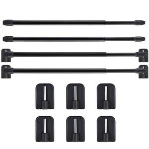 lot 16415 image: Jetec 4 Pieces Extendable Curtain Rod Cupboard Bars Tensions Adjustable Plastic Curtain Rod with 10 Pieces Self Adhesive Hooks for Home Bathroom Hotel Supply(15.7 to 27.5 Inch,Black)
