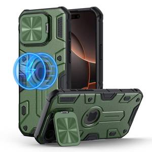 lot 16419 image: Nillkin Magnetic for iPhone 16 Pro Max Case, Compatible with MagSafe, Military-Grade Case with Invisible Kickstand & Camera Cover, Heavy Duty Magnetic Phone Case for 16 Pro Max 6.9 inch, Green