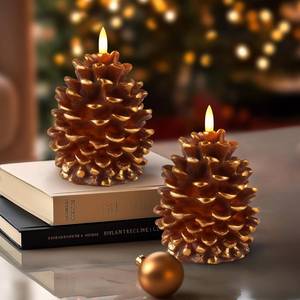 lot 1522 image: Homemory 2 Pcs Flameless Pine Cone Candle, LED Candles with 6H Timer, Real Wax Battery Operated Candles for Fireplace Decor, Holiday Indoor Decoration,Brown(D3.5 x H5.3 Inch)