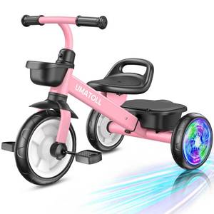 lot 1526 image: Umatoll Tricycle for Toddlers 2-5 Year Old, Ajustable Toddler Bike Outdoor Toys, Birthday Gift for Girl Age 2-4, Trike with Light up Wheels