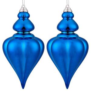 lot 1527 image: A 2 Pcs 9 Large Blue Shatterproof Finial Drop Ornaments for Christmas Tree Decorations