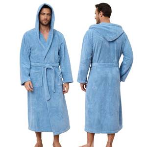 lot 1528 image: PJGGZ Mens Bathrobes with Hood, Soft Long Towel Robe for Men - Super Absorbent Quick Dry yet Warm