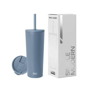 lot 1534 image: Simple Modern Insulated Tumbler with Lid and Straw  Iced Coffee Cup Reusable Stainless Steel Water Bottle Travel Mug  Gifts for Women Men Her Him  Classic Collection  24oz  Blue Dune