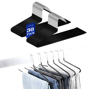 lot 1540 image: GZQXHOME Pants Hangers 30 Pack Non Slip,TrouserBlanketJeans Hangers for Closet Space Saving,Open Ended Pants Hanger Strong Durable (Black)