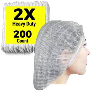 lot 1551 image: 200 Count 2X Heavy Duty White Hair Nets For Food Service Workers, 21, Disposable Bouffant Caps Hair Nets for Women Work, Food Prep, Manufacturing and Workshop.