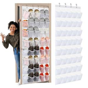 lot 2003 image: Windyun 40 Over the Door Shoe Organizer Large Breathable Mesh Pocket Clear White Hanging Shoe Rack for Closet Behind Door Hanger Storage Holder Nonslip Hook for Women Men Entryway Bedroom Utility Room