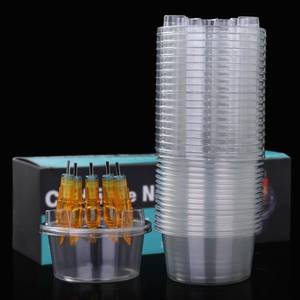 lot 2008 image: 20PCS Hive Cups Disposable Tattoo Cartridge Needle Cup Holder Transparent Tattoo Needle Holder Plastic Ink Rinse Cups Circle Stand Tattoo Cartridge Tray (Circle)