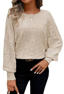 lot 2009 image: Pink Queen Womens Fall Sweaters 2025 Casual Long Batwing Sleeve Oversized Crewneck Pullover Winter Fashion Trendy Outfits Eggshells S