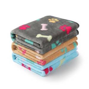 lot 2303 image: Luciphia 1 Pack 3 Blankets Fluffy Premium Fleece Pet Blanket Flannel Paw Printed Throw for Dog Cat(Small 23x16, GreyBrownBlue)