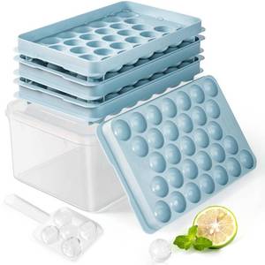 lot 2321 image: Round Ice Cube Trays for Freezer - Ice Cube Tray with Lid and Bin,Stackable Ice Ball Maker, BPA-Free Ice Mold, Circle Ice Trays for Juice,Coffee and Cocktails (1.2in93 balls&box)