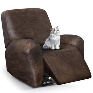 lot 2331 image: ANARACHON Leather Look Recliner Chair Covers, 4-Pieces Stretch Recliner Cover, Soft Reclining Chair Slipcover, Washable Furniture Protector for Lazy Boy Recliner (1 Seater, Brown)