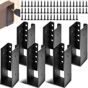 lot 2335 image: Blulu 6 Pcs Concealed Joist Hangers with Screws Powder Coated Steel Joist Bracket Fence Brackets for Wood Fit for Beam Swing Handrail Fence Trim Flanges Framing Railing (2 x 6 Inches)