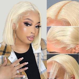 lot 2336 image: EAGERA Blonde Bob Wig Human Hair 12 Inch 613 13x6 Lace Front Wig Human Hair 180% Density Blonde Wig Human Hair with Baby Hair 613 Lace Front Wig for Women
