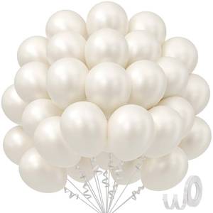 lot 16485 image: Pearl White Balloons 12 inch, White Latex Balloons 50pcs Party Balloons for Wedding Engagement Bridal Baby Shower Birthday Party Decorations