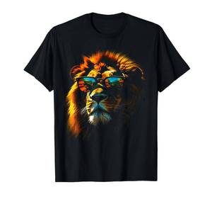 lot 16494 image: Lion Artwork Sunglasses Colourful Art Zoo Animal Lion T-Shirt M