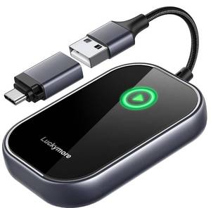 lot 16496 image: Luckymore Wireless Carplay Adapter, Converts Wired to Wireless Carplay Dongle for Plug & Play Carplay Fit for Cars from 2017 & for Apple iPhone iOS 10