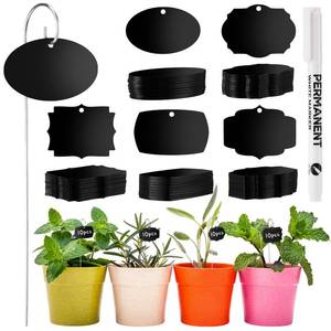 lot 2346 image: Youyole 50 Pack Acrylic Plant Labels Outdoor Black Garden Markers with Pen Weatherproof Plant Tags for Seedlings Herbs Flowers Vegetable Greenhouse Gifts