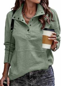 lot 2362 image: SHEWIN Oversized Sweatshirt for Women Loose Fit Casual V Neck Pullover Sweatshirts Lightweight Fall Long Sleeve Tops for Women 2025,US 16-18(XL),Green