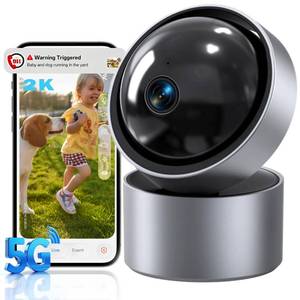 lot 2367 image: M LAOMENIE 2K Indoor Cameras for Home Security, 5G&2.4G Security Camera Indoor with 360PanTilt, Night Vision, Motion Tracking, Al Recognition, Smart Alarm, 247 Recording for PetDogBaby Monitor