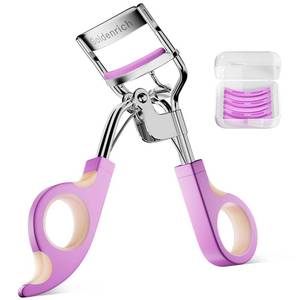 lot 2374 image: Eye Lash Curler with 6 Boxed Replacement Pads, Goldenrich Eyelash Curlers Painless Perfect Curl, Nice and Easy to Identify-Silver Purple Pink