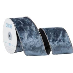 lot 2383 image: QIANF Dusty Blue Velvet Wired Edge Ribbon, 2.5 Inch x 10 Yards Crushed Velvet Christmas Ribbon for Christmas Tree Decoration Gift Wrapping Garland Wreaths Bows Making