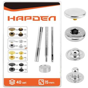 lot 2413 image: Leather Snaps and Fasteners Kit��15mm 40 Sets Metal Snap Buttons with Setter Tools�� Sewing Snaps for Clothing��Fabric��Leather, Clothes, Jackets, Bags, DIY Crafting ��Silver��